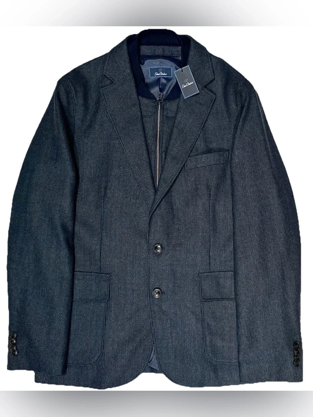 $695 NEW DAVID DONAHUE 2 In 1 SPORTCOAT JACKET M 40R 40 R ZIP OUT MOCK VEST